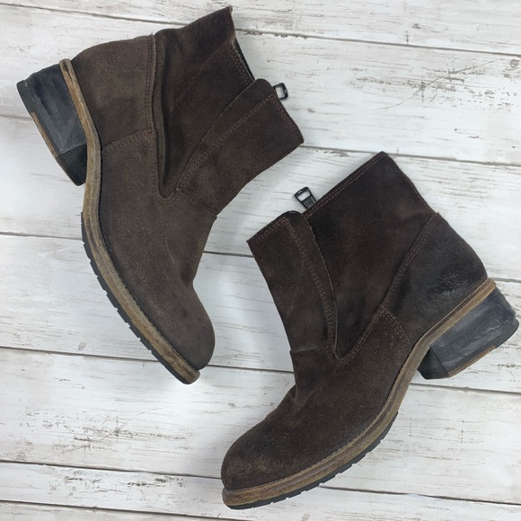 All Saints Shoes - All Saints Distressed Suede Boots Moto Brown 37